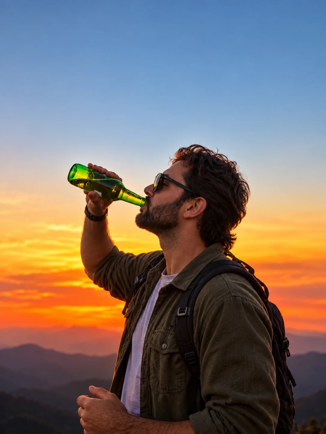A hiker enjoying the sunrise